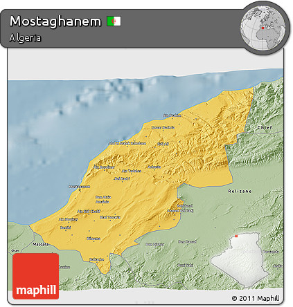Savanna Style 3D Map of Mostaghanem