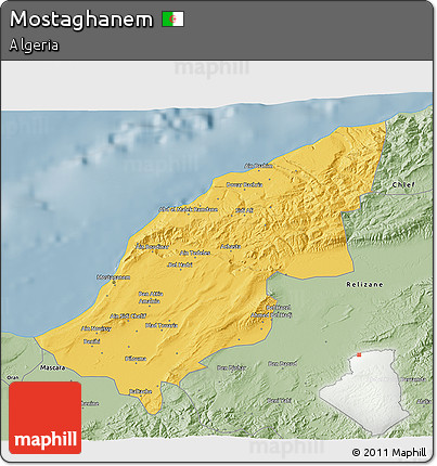 Savanna Style 3D Map of Mostaghanem