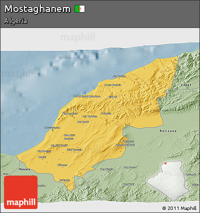 Savanna Style 3D Map of Mostaghanem
