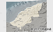 Shaded Relief 3D Map of Mostaghanem, darken, semi-desaturated