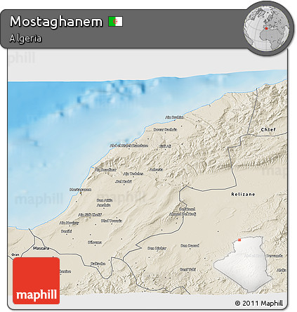 Shaded Relief 3D Map of Mostaghanem