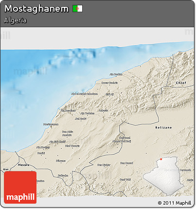 Shaded Relief 3D Map of Mostaghanem