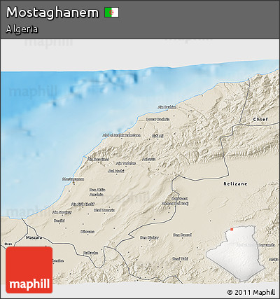 Shaded Relief 3D Map of Mostaghanem