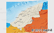 Shaded Relief 3D Map of Mostaghanem, political outside