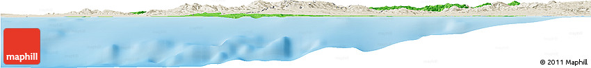 Political Horizon Map of Mostaghanem, shaded relief outside