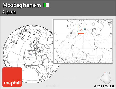 Blank Location Map of Mostaghanem, within the entire country