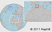 Gray Location Map of Mostaghanem, within the entire country, hill shading