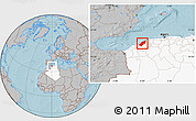 Gray Location Map of Mostaghanem, highlighted country, hill shading