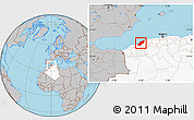 Gray Location Map of Mostaghanem, highlighted country