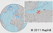 Gray Location Map of Mostaghanem, hill shading