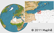 Satellite Location Map of Mostaghanem, highlighted country