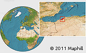 Satellite Location Map of Mostaghanem