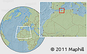 Savanna Style Location Map of Mostaghanem, within the entire country, hill shading