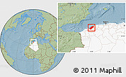 Savanna Style Location Map of Mostaghanem, highlighted country, hill shading