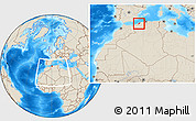 Shaded Relief Location Map of Mostaghanem, within the entire country