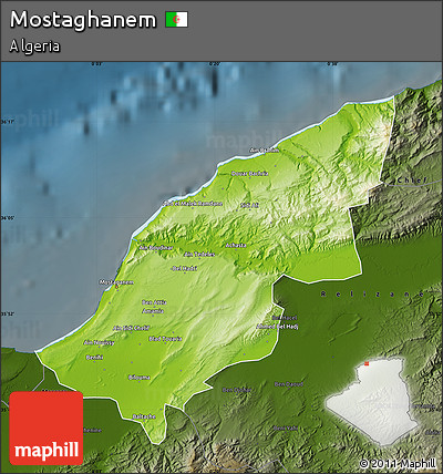 Physical Map of Mostaghanem, darken