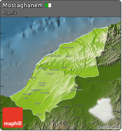 Physical Map of Mostaghanem, darken