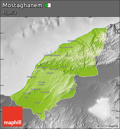 Physical Map of Mostaghanem, desaturated