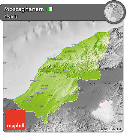 Physical Map of Mostaghanem, desaturated