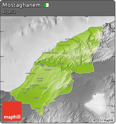 Physical Map of Mostaghanem, desaturated