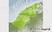 Physical Map of Mostaghanem, semi-desaturated