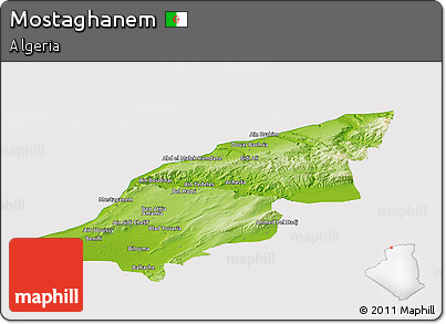 Physical Panoramic Map of Mostaghanem, cropped outside