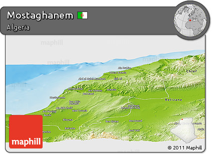 Physical Panoramic Map of Mostaghanem
