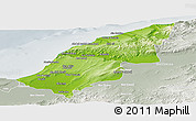 Physical Panoramic Map of Mostaghanem, lighten, semi-desaturated