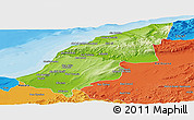 Physical Panoramic Map of Mostaghanem, political outside