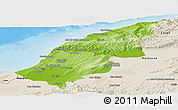Physical Panoramic Map of Mostaghanem, shaded relief outside