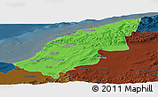 Political Panoramic Map of Mostaghanem, darken