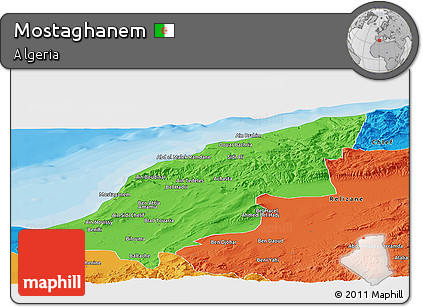 Political Panoramic Map of Mostaghanem