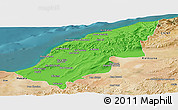 Political Panoramic Map of Mostaghanem, satellite outside