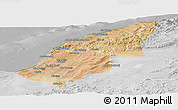 Satellite Panoramic Map of Mostaghanem, lighten, desaturated