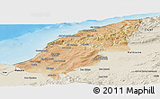 Satellite Panoramic Map of Mostaghanem, shaded relief outside
