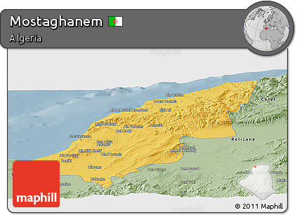 Savanna Style Panoramic Map of Mostaghanem