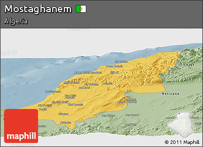 Savanna Style Panoramic Map of Mostaghanem