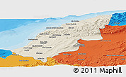 Shaded Relief Panoramic Map of Mostaghanem, political outside