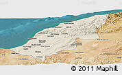 Shaded Relief Panoramic Map of Mostaghanem, satellite outside