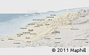 Shaded Relief Panoramic Map of Mostaghanem, semi-desaturated