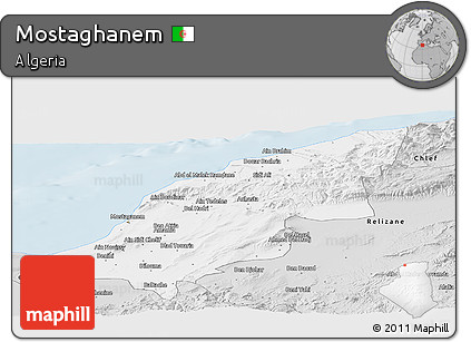 Silver Style Panoramic Map of Mostaghanem