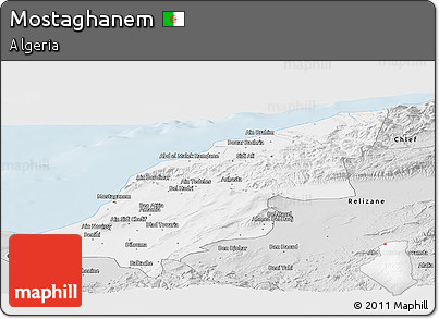 Silver Style Panoramic Map of Mostaghanem