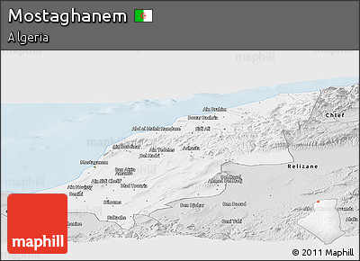 Silver Style Panoramic Map of Mostaghanem
