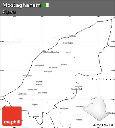 Blank Simple Map of Mostaghanem