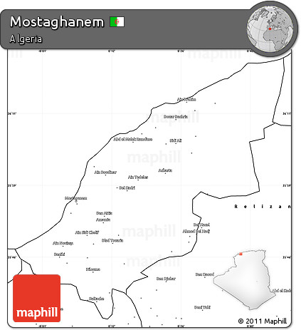 Blank Simple Map of Mostaghanem