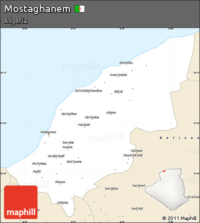 Classic Style Simple Map of Mostaghanem