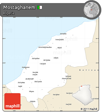 Classic Style Simple Map of Mostaghanem