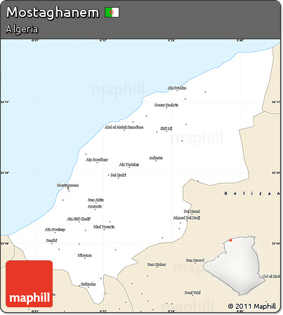 Classic Style Simple Map of Mostaghanem