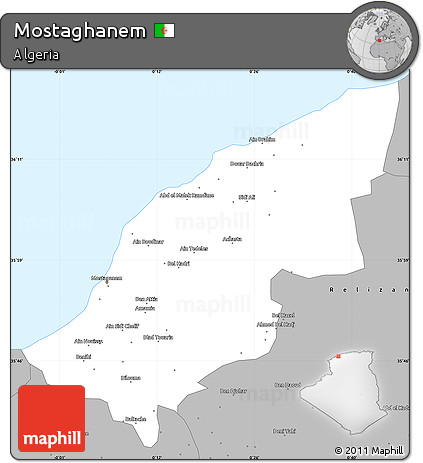 Gray Simple Map of Mostaghanem