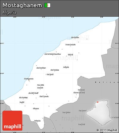 Gray Simple Map of Mostaghanem